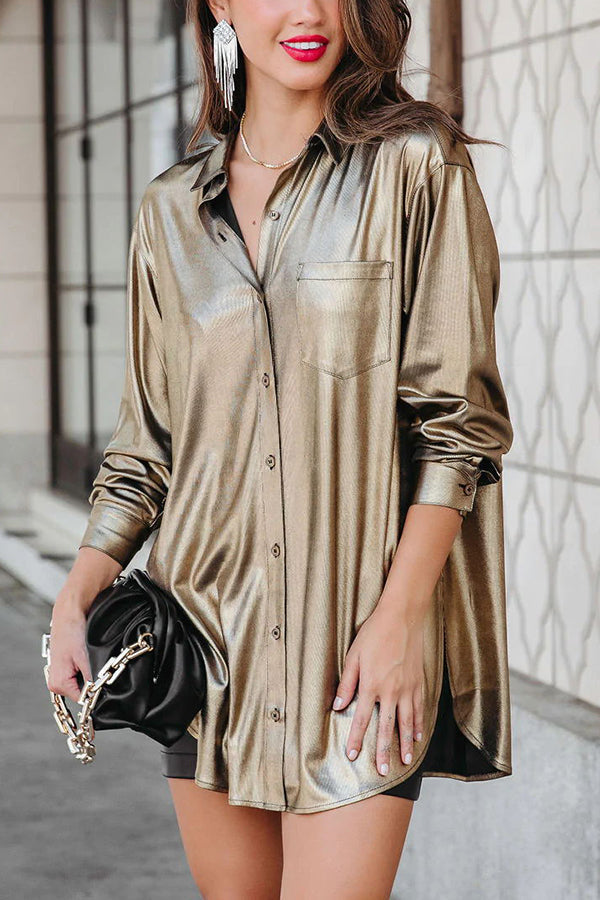 Stilla | Novakiki Stay Golden Babe Metalisk Knap Tunika Bluse