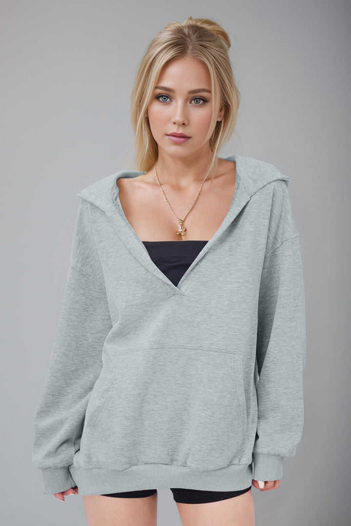 Stilla | Basic Bae Air Scuba Hættepullover Med Lange Ærmer og Kængurulomme