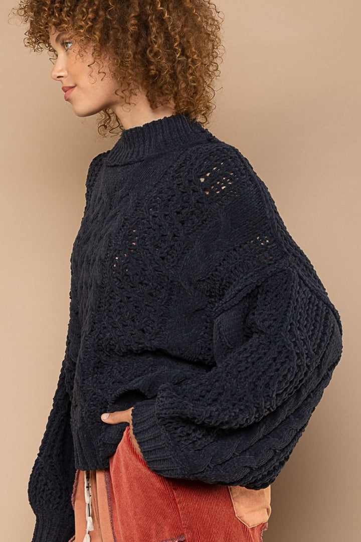 Stilla | Pullover Pol Med Ståkrave og Snoet Mønster