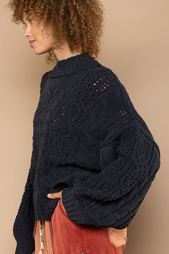 Stilla | Pullover Pol Med Ståkrave og Snoet Mønster