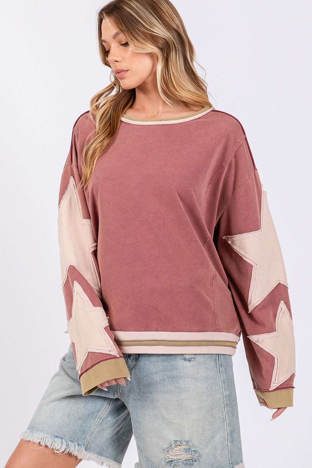 Stilla | Sweatjakke i Fleece Sage med påsyet stjernepatch