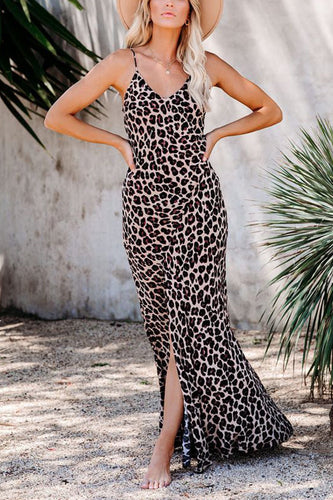 Stilla | Walk on the Wild Leopard Slip Maxi Kjole