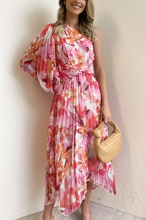 Stilla | Bloom Your Own Way One Shoulder Plisseret Midi Kjole