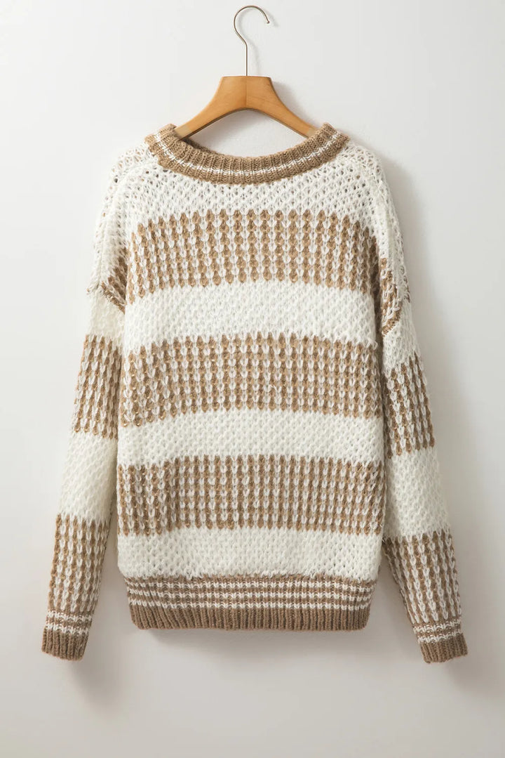 Stilla | Pullover Farveblok Med Rund Halsudskæring og Faldende Skuldre