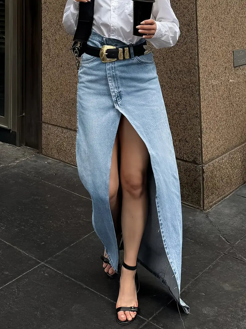Stilla | Elegant Jeansskørt Med Høj Slids