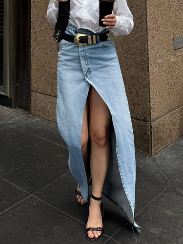 Stilla | Elegant Jeansskørt Med Høj Slids