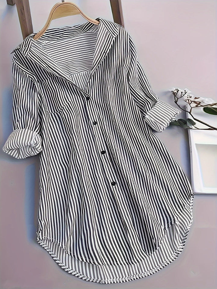 Stilla | Bluse Lang Stribet Printet Bluse