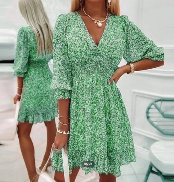 Stilla | Sommerkjole med Boho print og sweater til damer