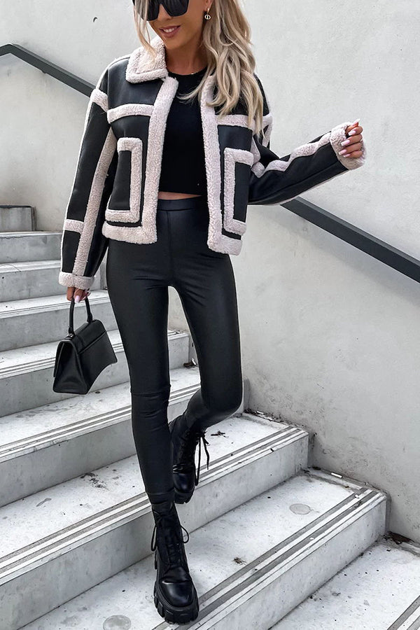 Stilla | Top of the Press Faux Leather Teddy Lined Coat