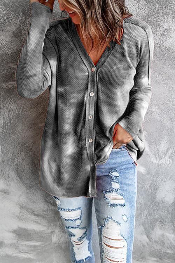 Stilla | Omvendt Tie Dye Knappetrøje