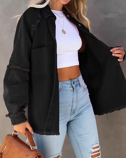 Stilla | Edge Patchwork Pocket Denim-Jakke