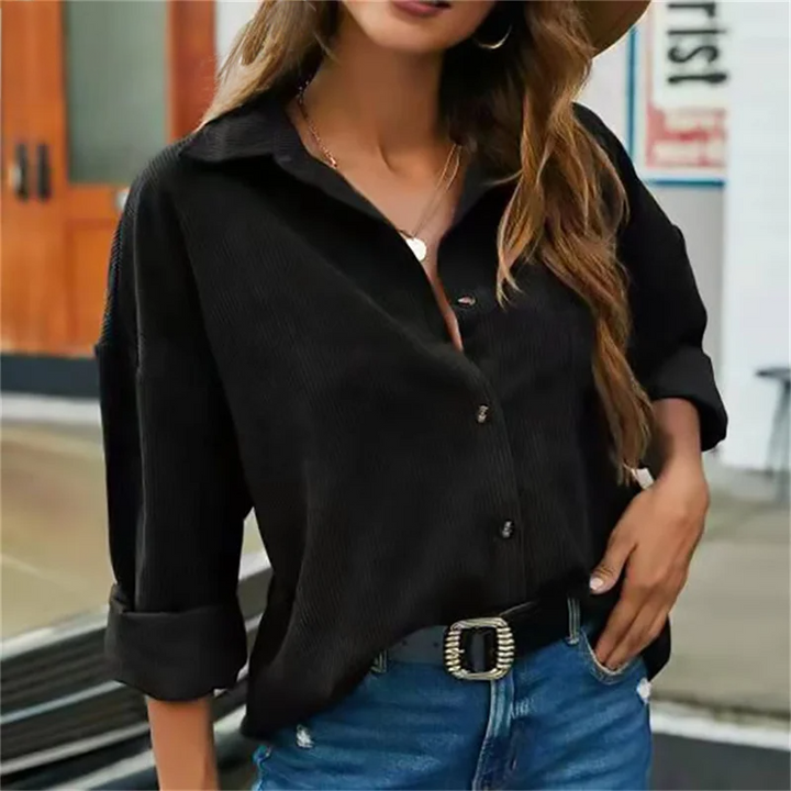 Stilla | Bluse Af Fjer Med Ribstrukturkrave