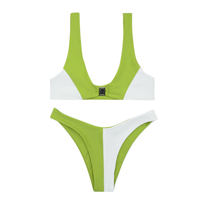 Dame bikini-sæt med dyb v-udskæring og elegant afslutningsdetalje Stilla