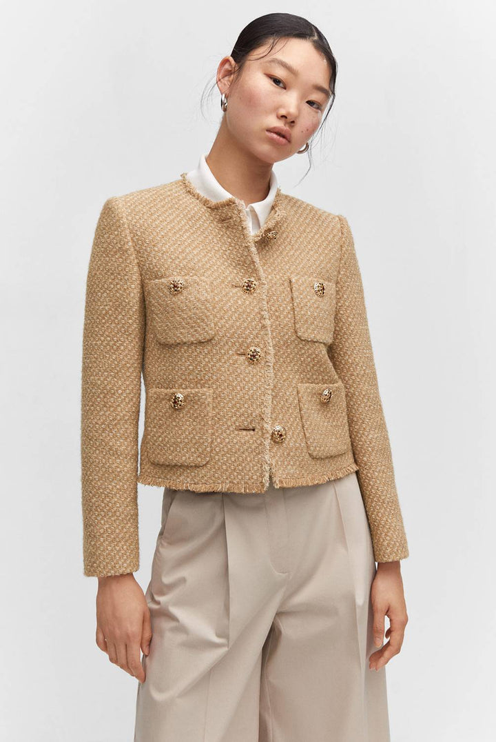 Stilla | Dame Tweed Sjal Taske Casual Frakke