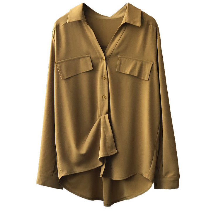 Dame elegant bluse med struktureret snit og praktiske brystlommer Stilla