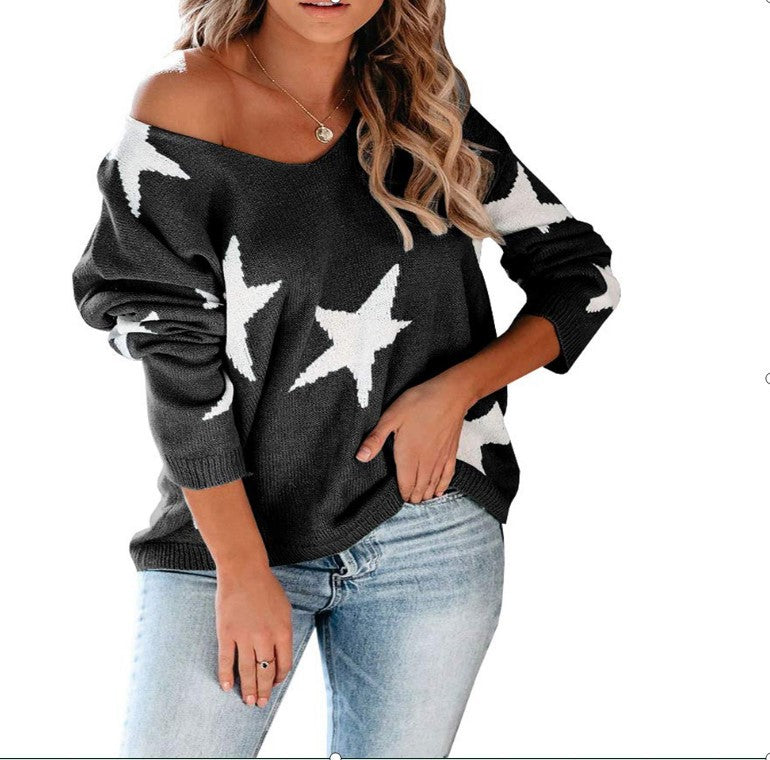 Dame casual sweater med moderne stjernemønster Stilla