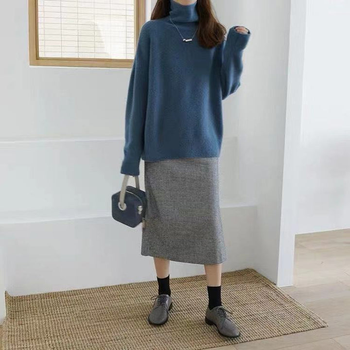 Femme Warm Chunky Strik-Cardigan med Rullekrave Stilla