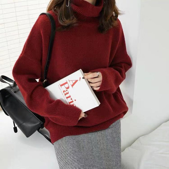 Femme Warm Chunky Strik-Cardigan med Rullekrave Stilla