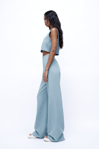 Stilla | Cropped Strikketrøje Hørblanding Med Bukser