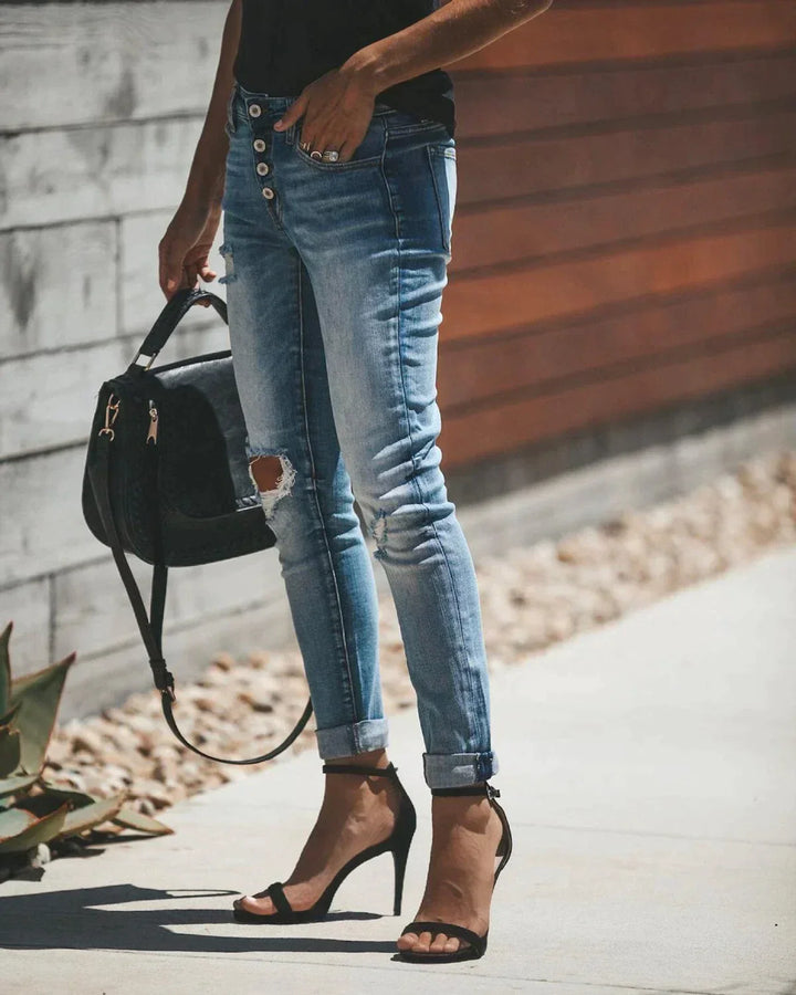 Stilla | Lysblå Rivne Jeans