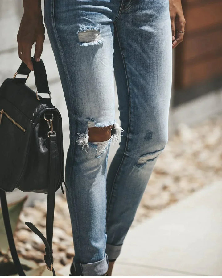 Stilla | Lysblå Rivne Jeans