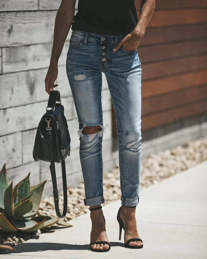 Stilla | Lysblå Rivne Jeans