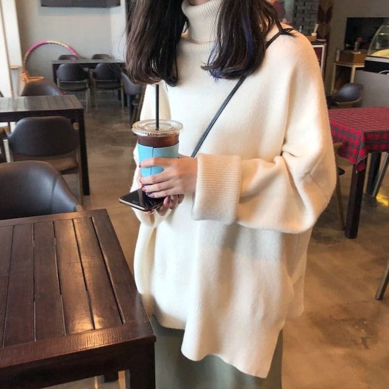 Stilla | Rullekrave sweater Oversized Fit Blødt strik Lange ærmer