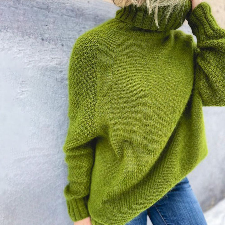 Stilla | Plus size rullekrave sweater i græsgrøn