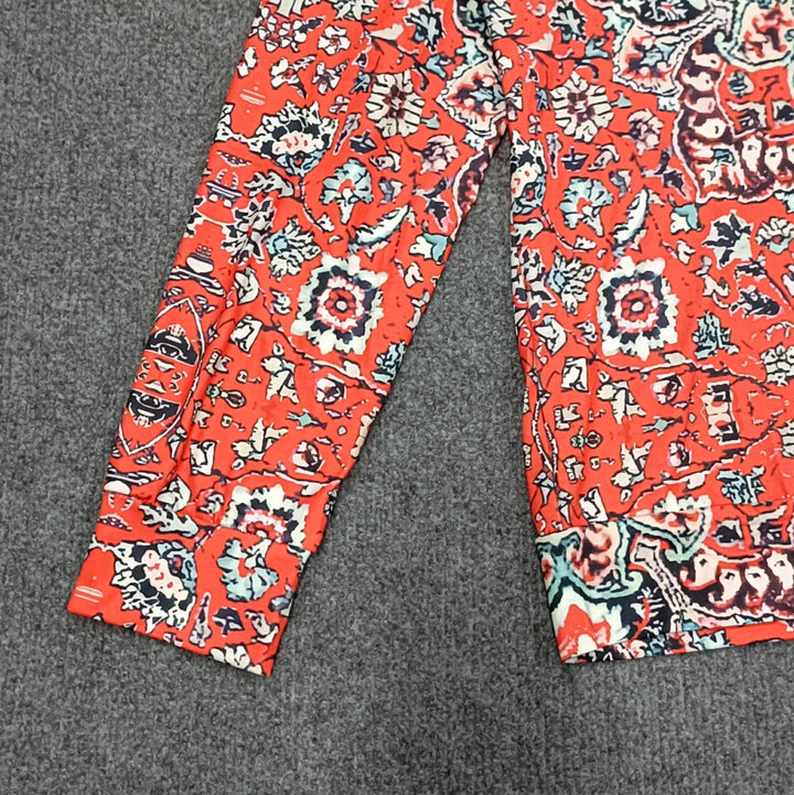 Stilla | Sweat-henley Mit Rotem Mandala-druck und Langen Ärmeln