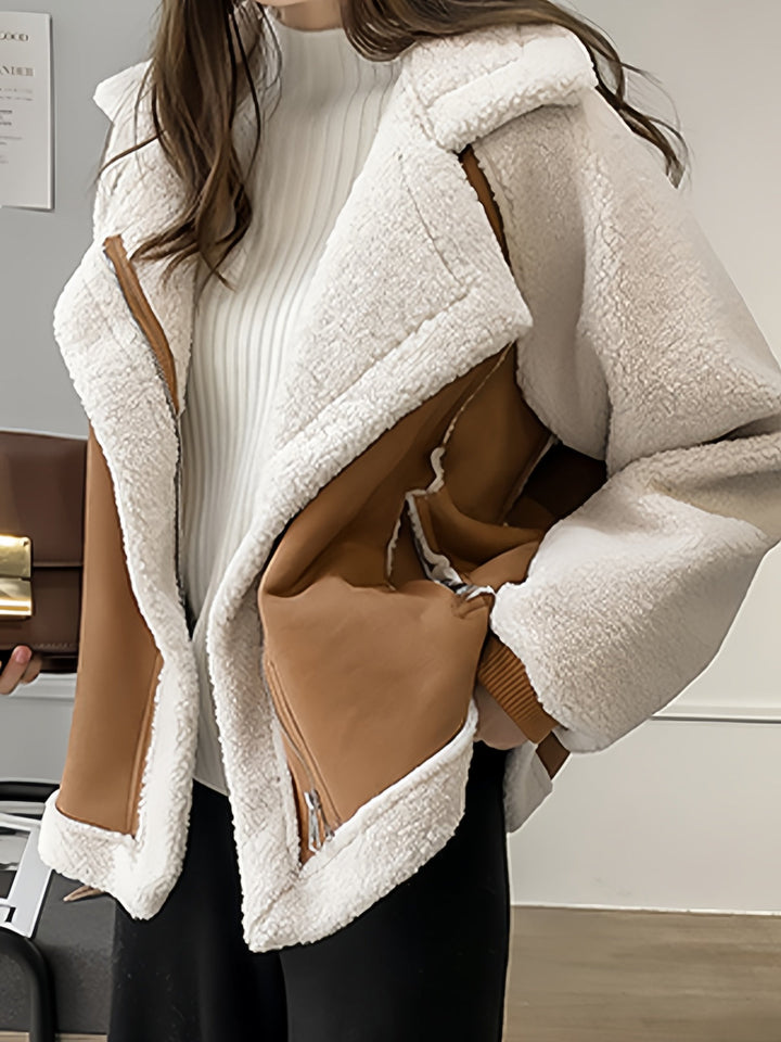 Stilla | Oversized Vegansk Syntetisk Wildlærjacke med Reverskrave