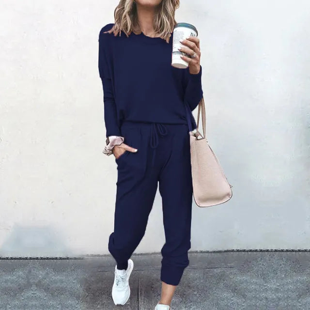 Stilla | Kvinders Afslappet Loungewear Sæt Korte Ærmer Top og Løse Bukser