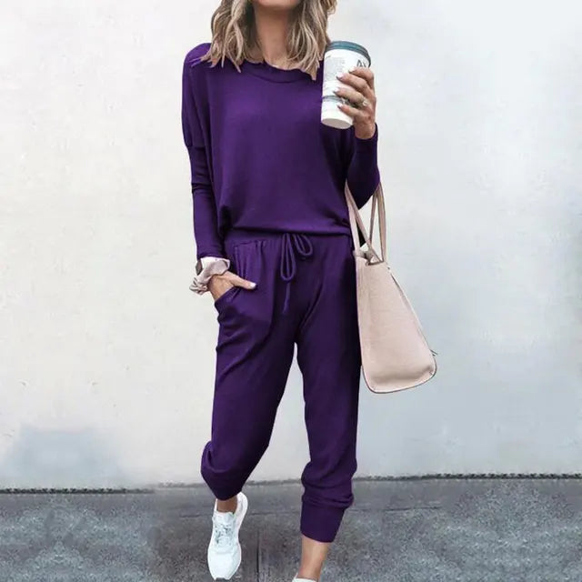 Stilla | Kvinders Afslappet Loungewear Sæt Korte Ærmer Top og Løse Bukser