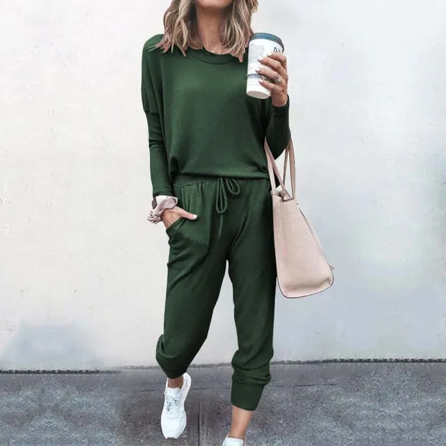 Stilla | Kvinders Afslappet Loungewear Sæt Korte Ærmer Top og Løse Bukser