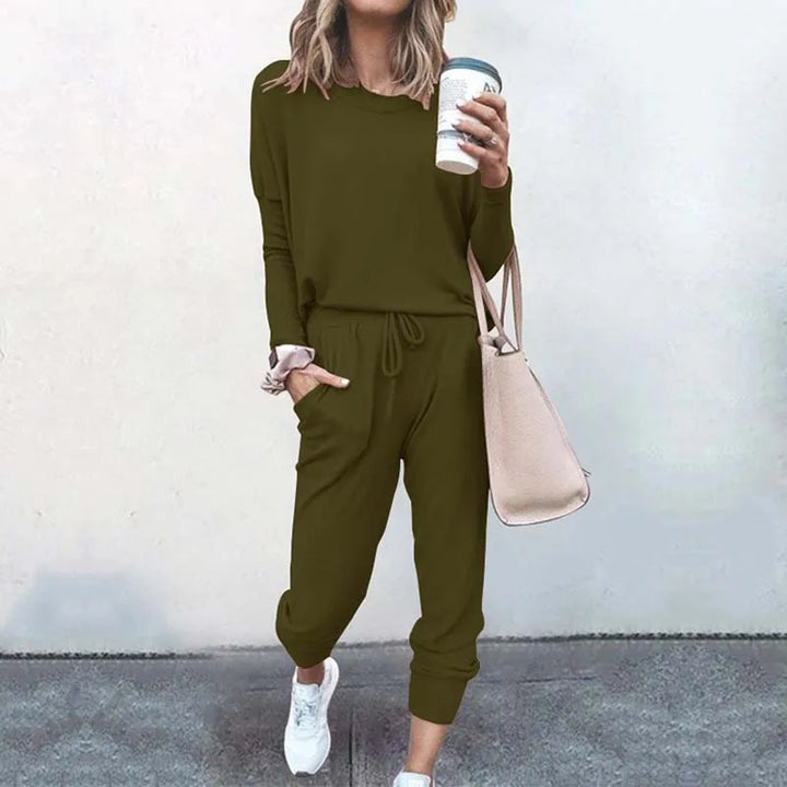 Stilla | Kvinders Afslappet Loungewear Sæt Korte Ærmer Top og Løse Bukser
