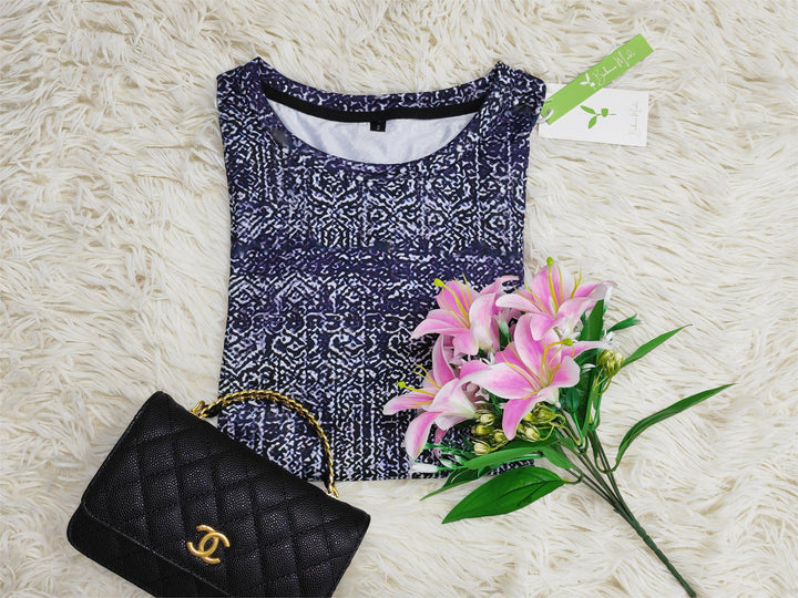 Stilla | Bluse Blau Mit Langen Ärmeln Druck Drip Luxe