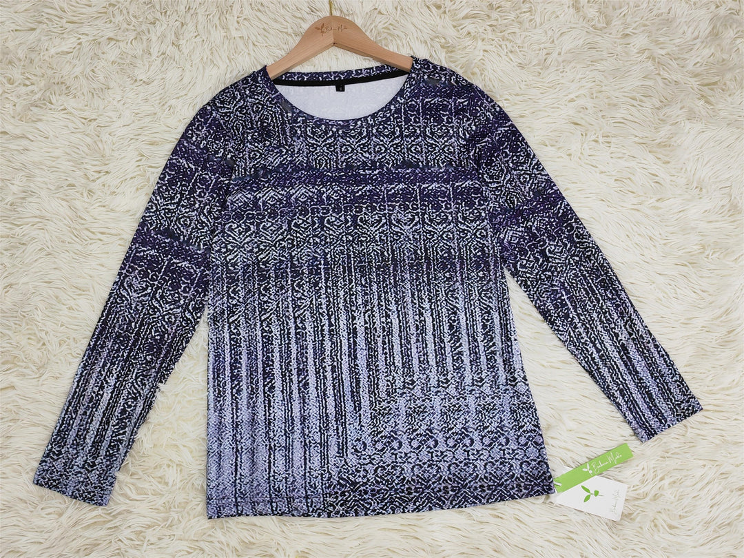 Stilla | Bluse Blau Mit Langen Ärmeln Druck Drip Luxe