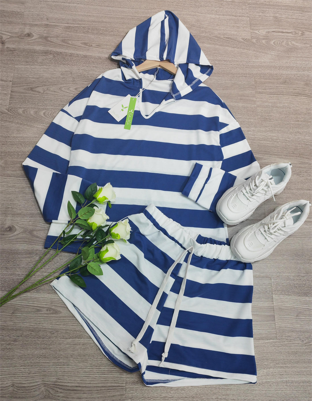 Stilla | 2-teiliges Wohnzimmer-set Mit Blau-weißen Streifen