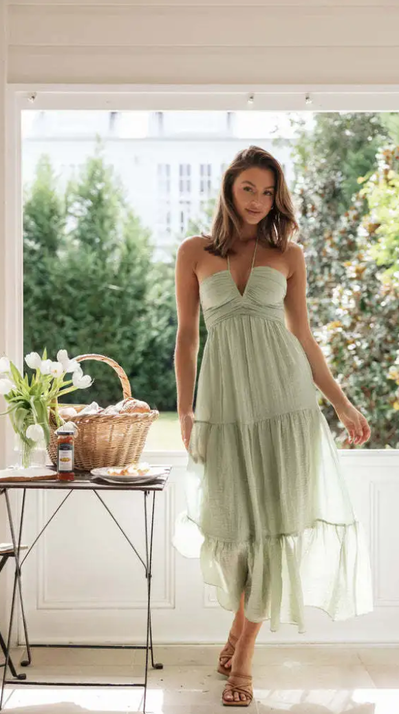Stilla | Boho Sommerkjole I Silke Gazebo Med Stropper