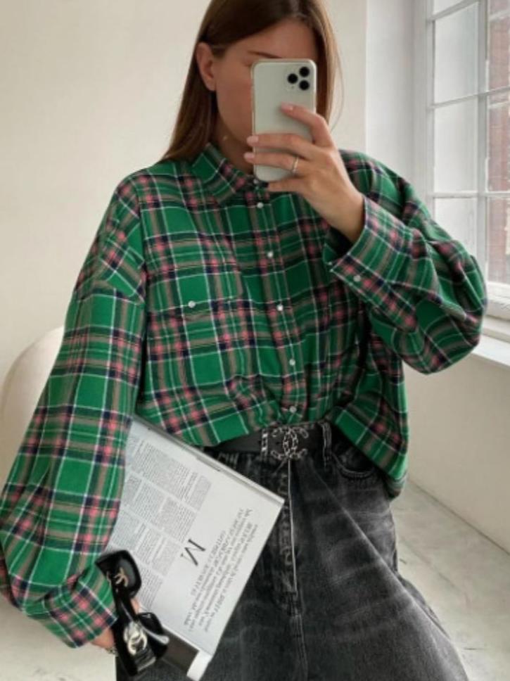 Stilla | Oversize Ternet Flannelskjorte
