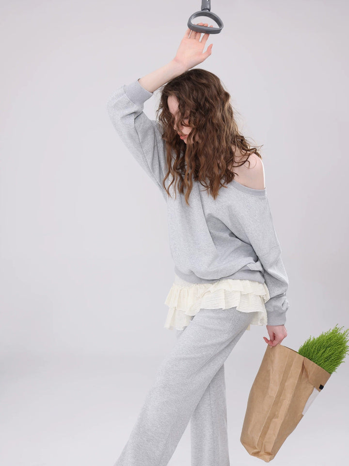 Dame Off-Shoulder Tre-delt Sæt med Bukser