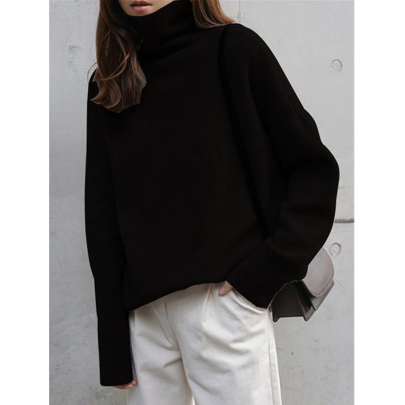 Femme Warm Chunky Strik-Cardigan med Rullekrave Stilla