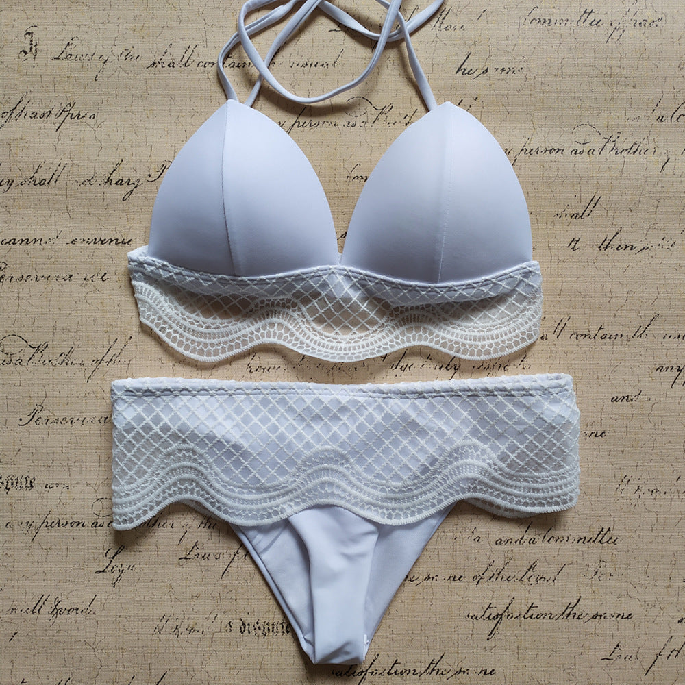 Femme Hæklet Overlay Trekant-Bikini-Sæt Stilla