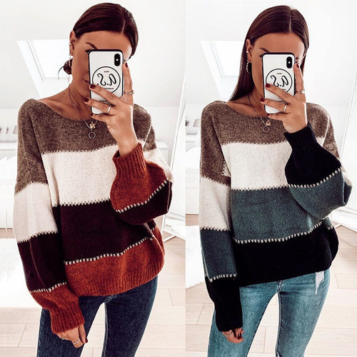 Damer stilfuld sweater med iøjnefaldende stribemønster og afslappet snit Stilla
