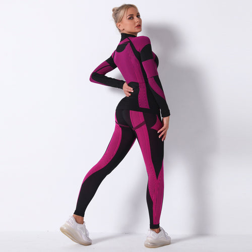Dame kraftfuldt sportssæt med langærmet top og leggings Stilla