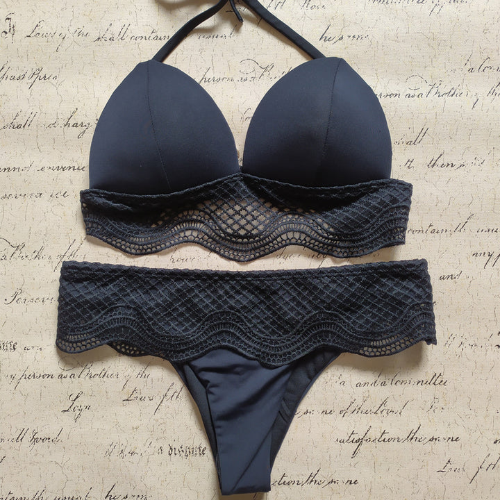 Femme Hæklet Overlay Trekant-Bikini-Sæt Stilla