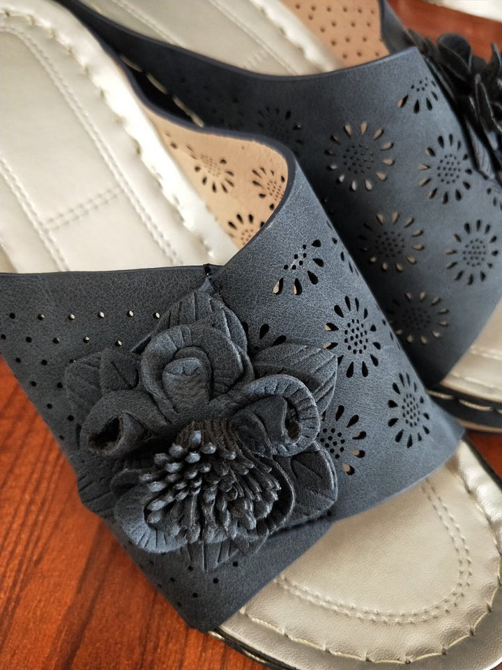 Damer komfortable hjemmesko med blomsterdesign og ergonomisk fodseng Stilla