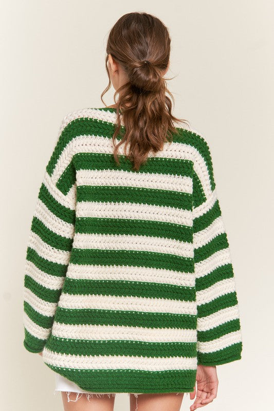 Stilla | Grønstribet Pullover
