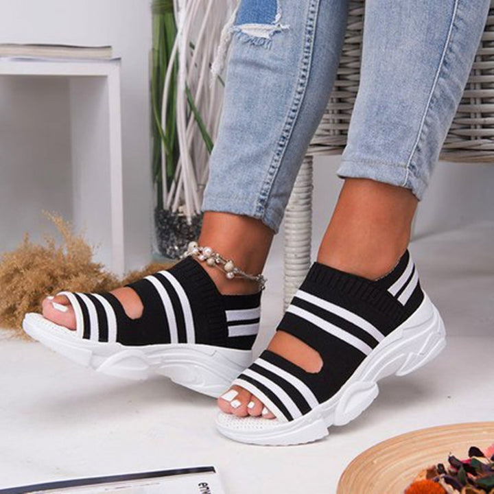 Dame Trendy Sport-Sandaler med elastisk Strik-Ovenflade og skridsikker Såle Stilla