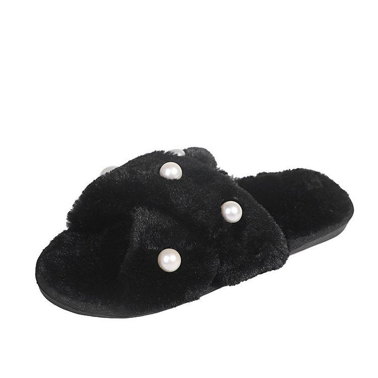 Dame husko med dekorative perler og fluffy overflade Stilla