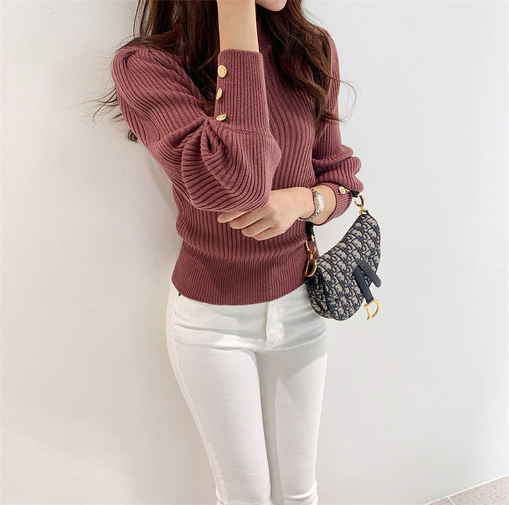Women's strikket sweater med elegante knapdetaljer Stilla